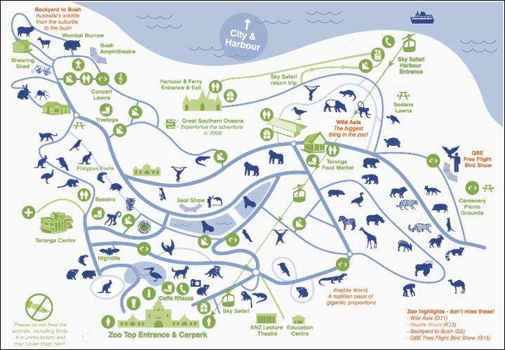Mappa del Taroonga zoo - Sydney